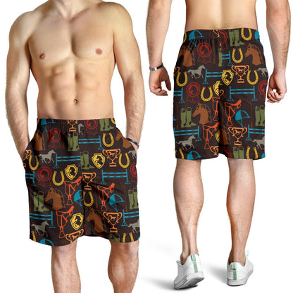 Equestrian Equipment Horse Colorful Mens Shorts-JTAMIGO.COM