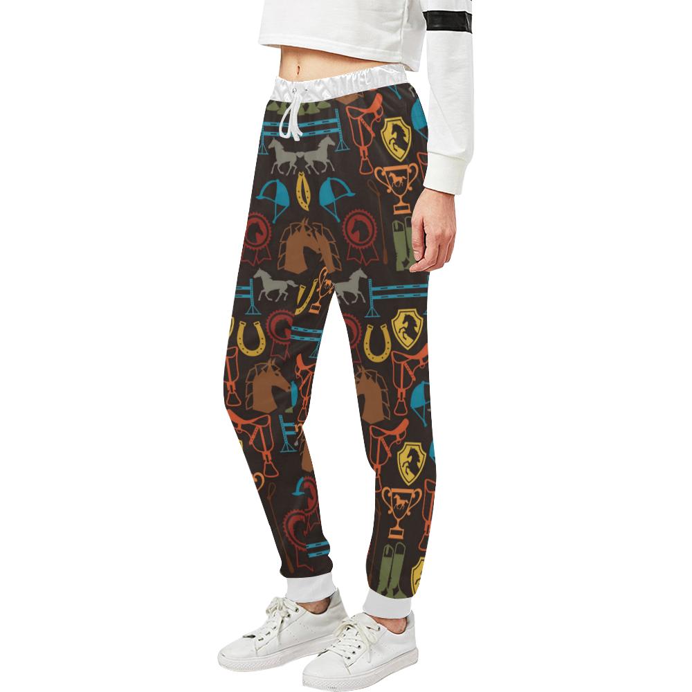 Equestrian Equipment Horse Colorful Unisex Casual Sweatpants (Model L11)-JTAMIGO.COM