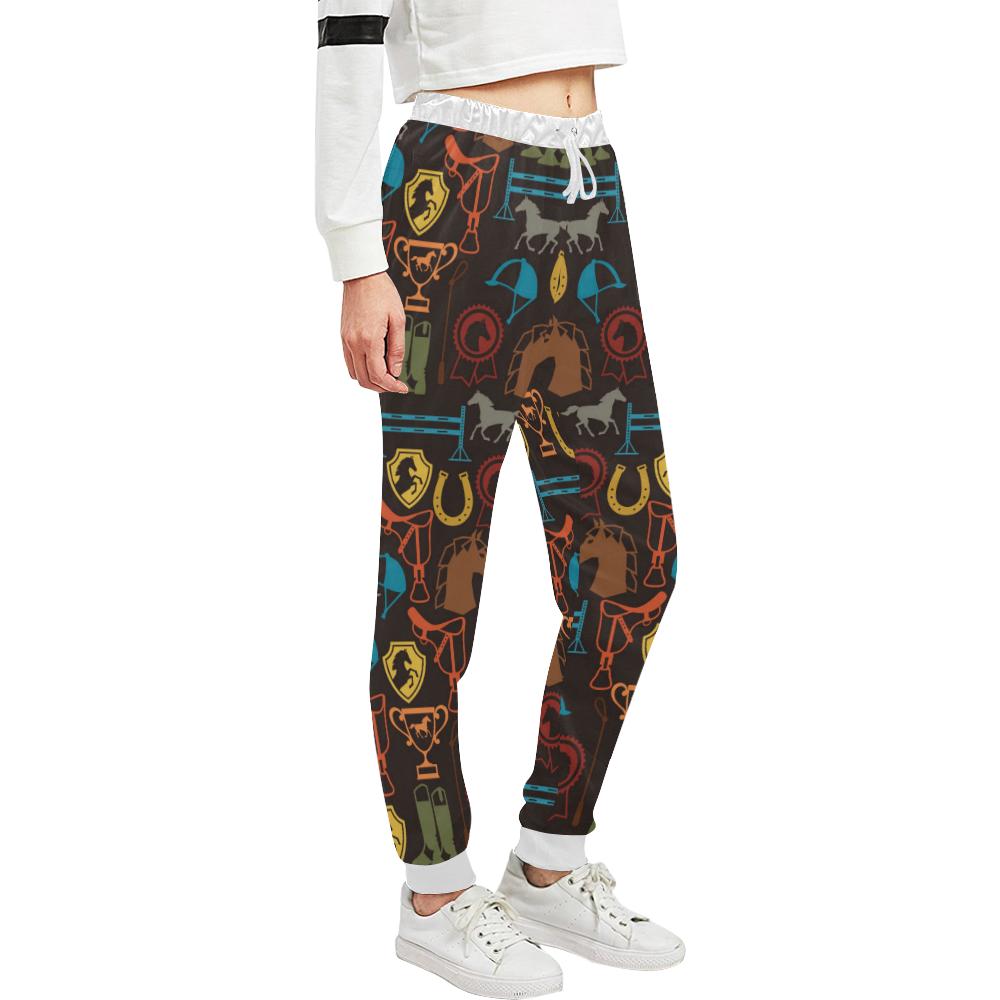 Equestrian Equipment Horse Colorful Unisex Casual Sweatpants (Model L11)-JTAMIGO.COM
