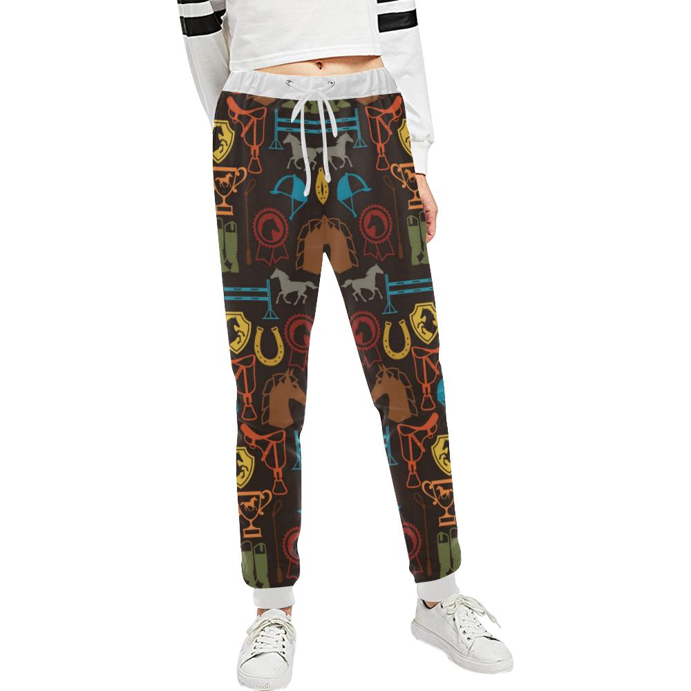 Equestrian Equipment Horse Colorful Unisex Casual Sweatpants (Model L11)-JTAMIGO.COM