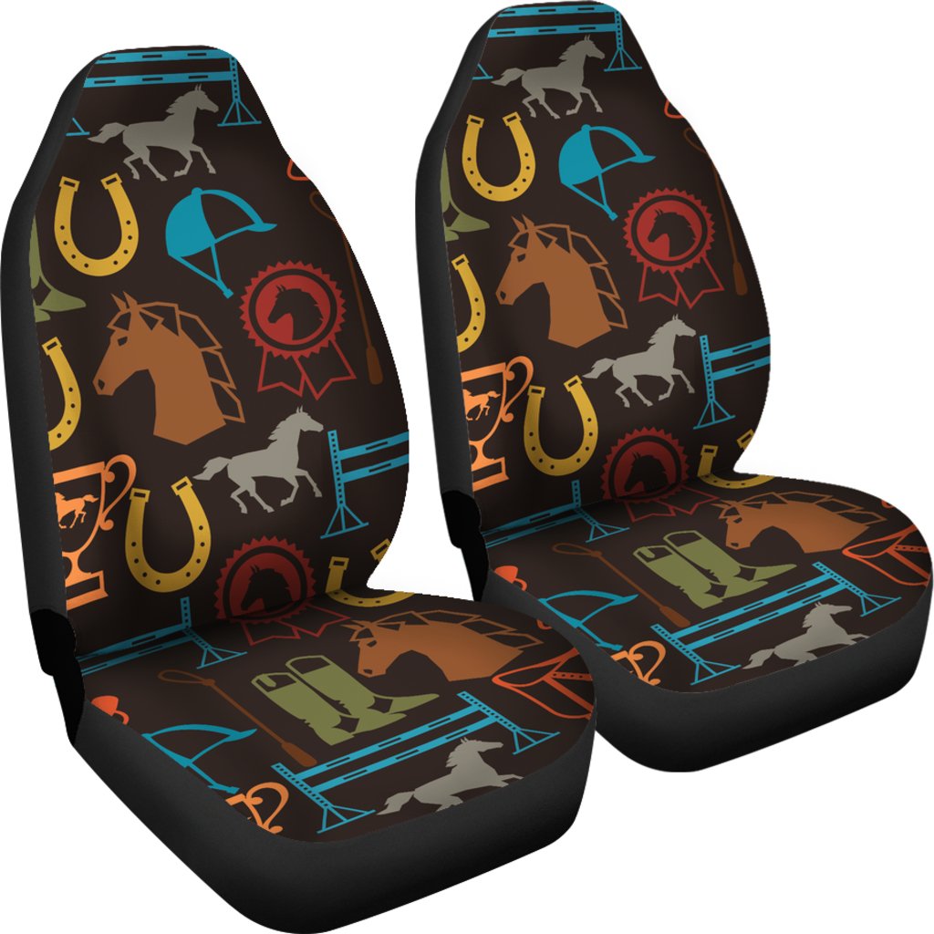 Equestrian Equipment Horse Colorful Universal Fit Car Seat Covers
