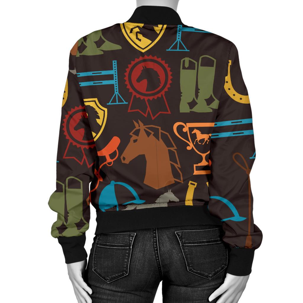 Equestrian Equipment Horse Colorful Women Casual Bomber Jacket