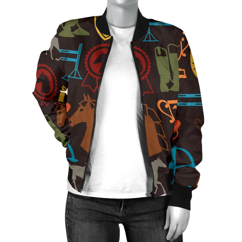 Equestrian Equipment Horse Colorful Women Casual Bomber Jacket