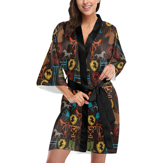 Equestrian Equipment Horse Colorful Women Short Kimono Robe