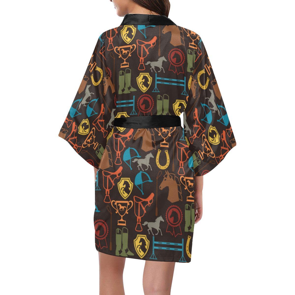 Equestrian Equipment Horse Colorful Women Short Kimono Robe