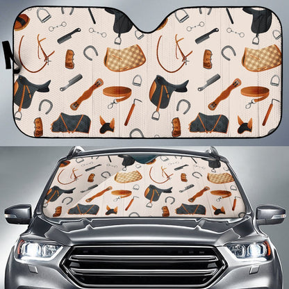 Equestrian Equipment Print Pattern Car Sun Shade For Windshield