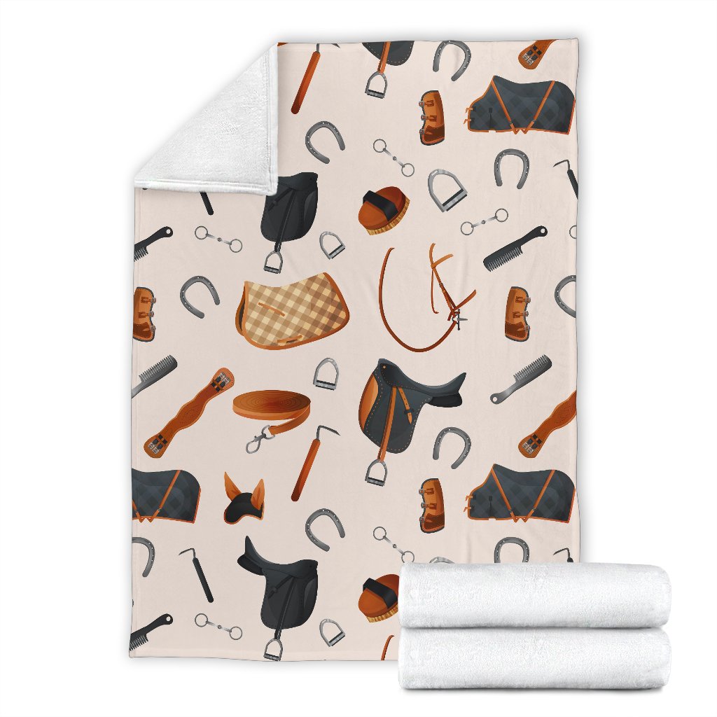 Equestrian Equipment Print Pattern Fleece Blanket