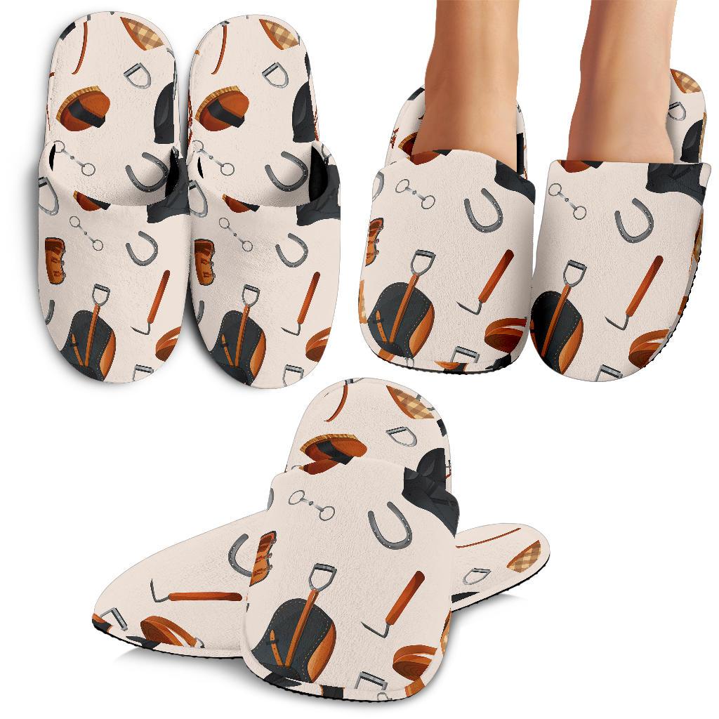 Equestrian Equipment Print Pattern House Slippers