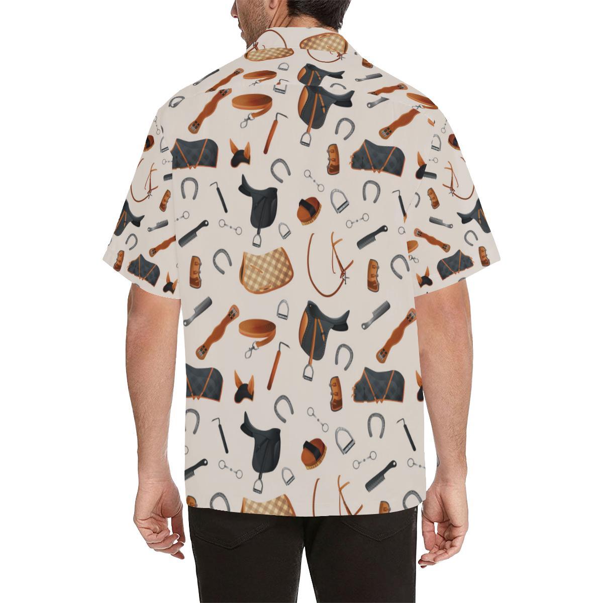 Equestrian Equipment Print Pattern Men Aloha Hawaiian Shirt