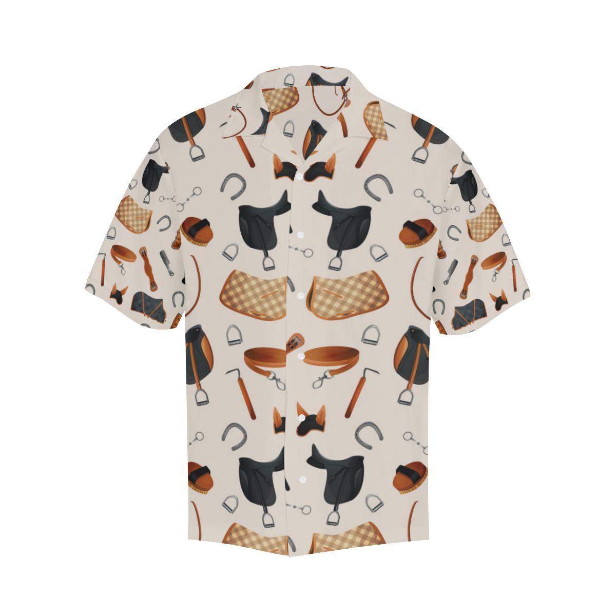 Equestrian Equipment Print Pattern Men Aloha Hawaiian Shirt