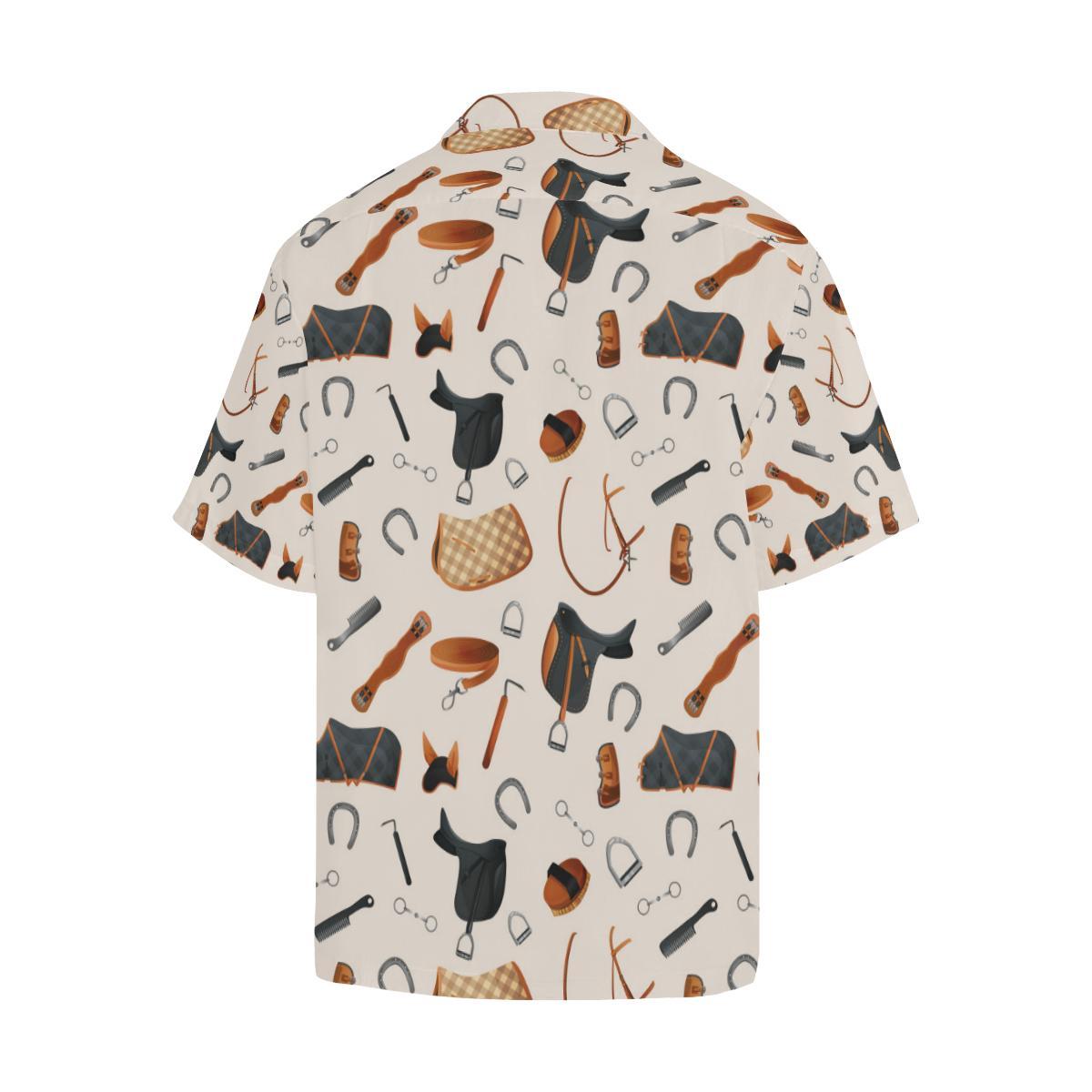 Equestrian Equipment Print Pattern Men Aloha Hawaiian Shirt