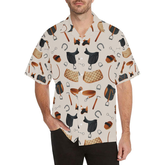 Equestrian Equipment Print Pattern Men Aloha Hawaiian Shirt