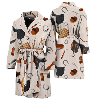 Equestrian Equipment Print Pattern Men Bath Robe-JTAMIGO.COM