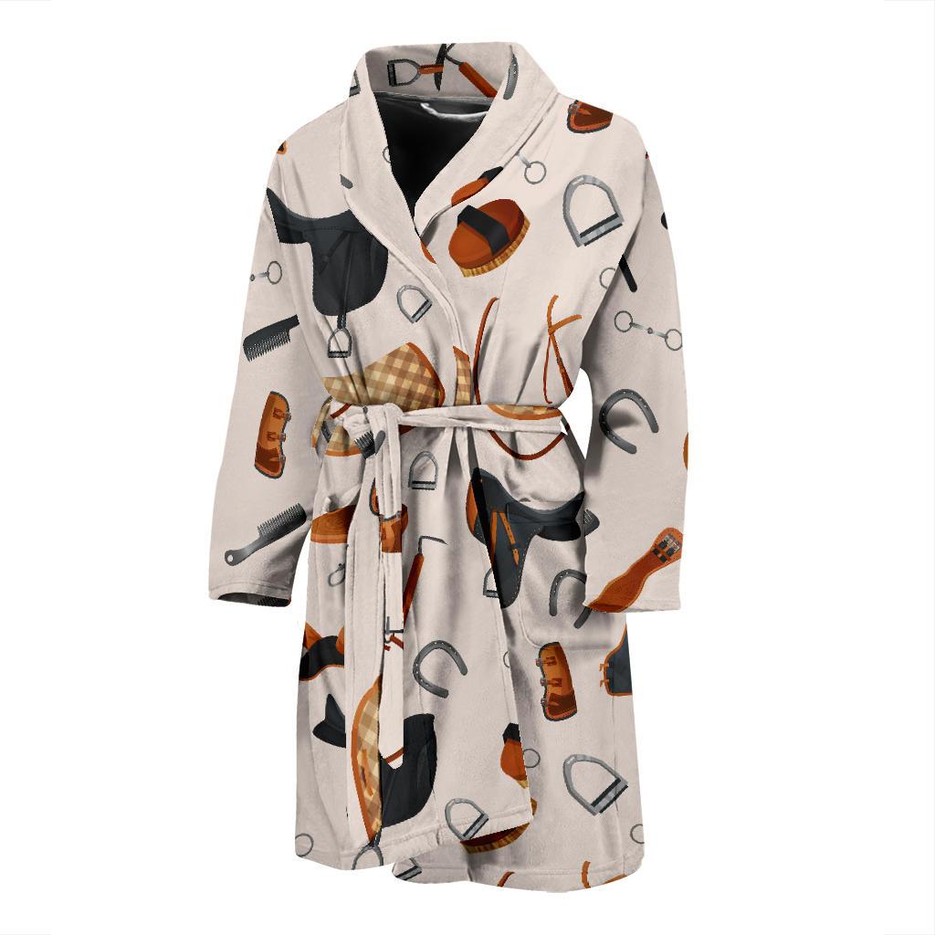 Equestrian Equipment Print Pattern Men Bath Robe-JTAMIGO.COM