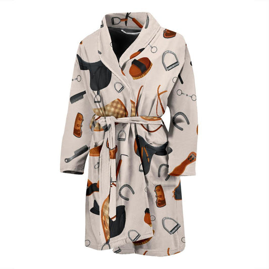 Equestrian Equipment Print Pattern Men Bath Robe-JTAMIGO.COM