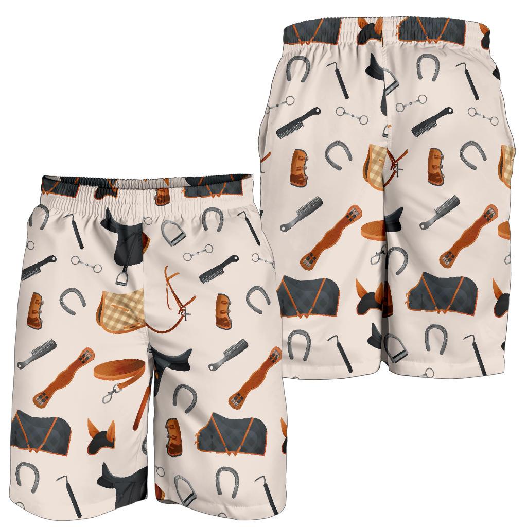 Equestrian Equipment Print Pattern Mens Shorts-JTAMIGO.COM