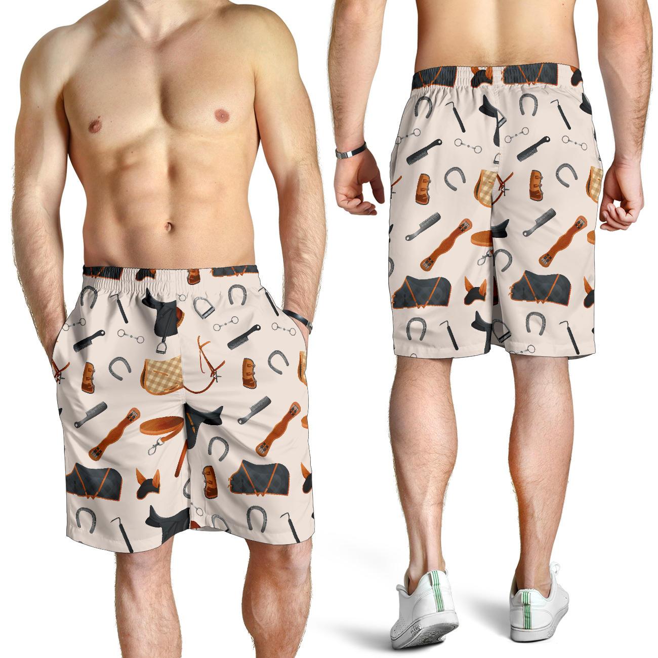 Equestrian Equipment Print Pattern Mens Shorts-JTAMIGO.COM