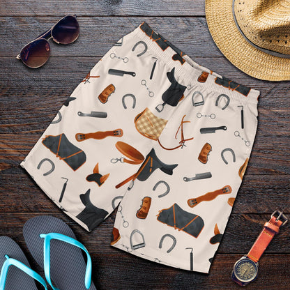 Equestrian Equipment Print Pattern Mens Shorts-JTAMIGO.COM