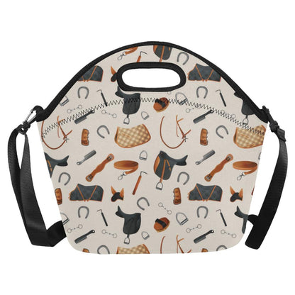 Equestrian Equipment Print Pattern Neoprene Lunch Bag (Model 1669)(Large)-JTAMIGO.COM