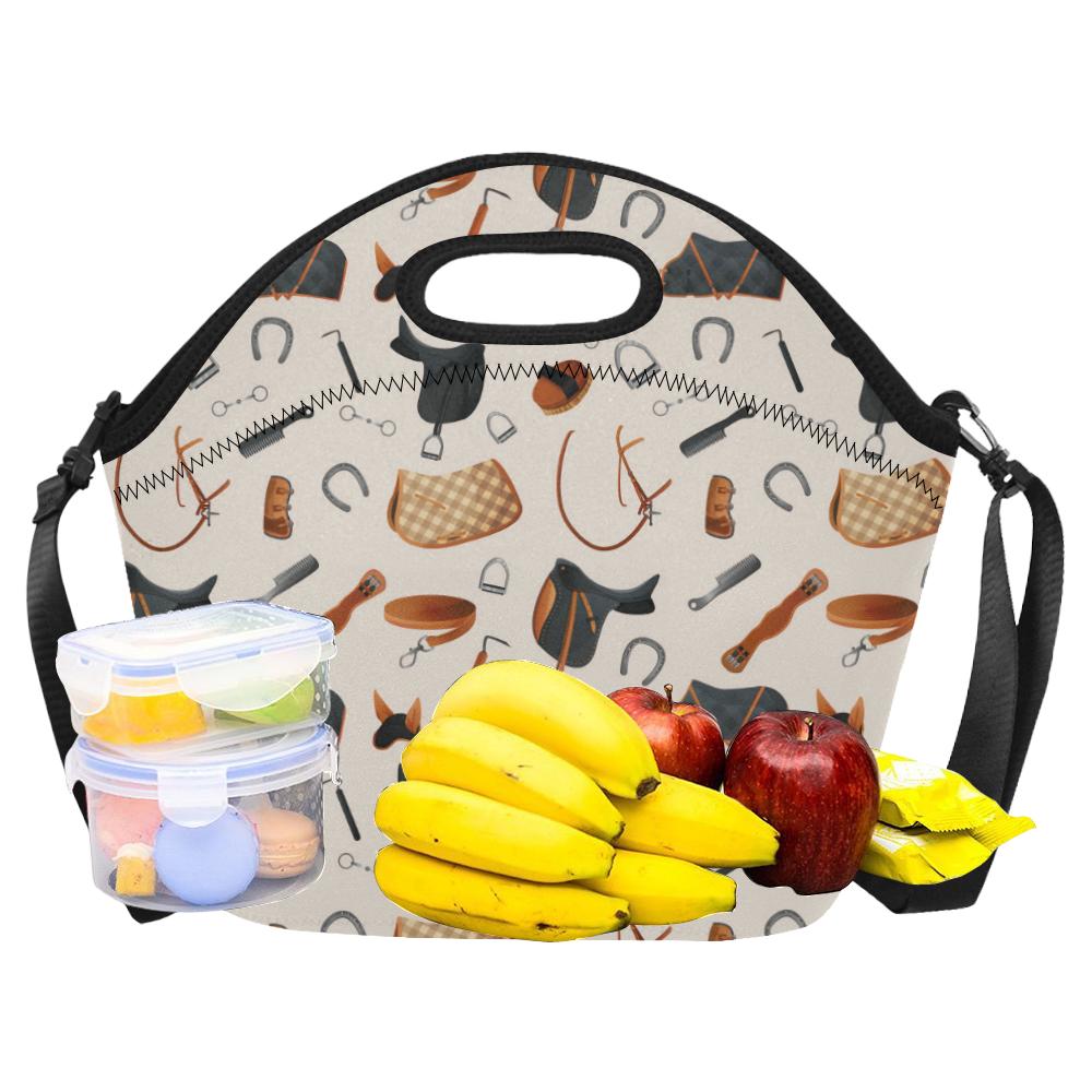 Equestrian Equipment Print Pattern Neoprene Lunch Bag (Model 1669)(Large)-JTAMIGO.COM