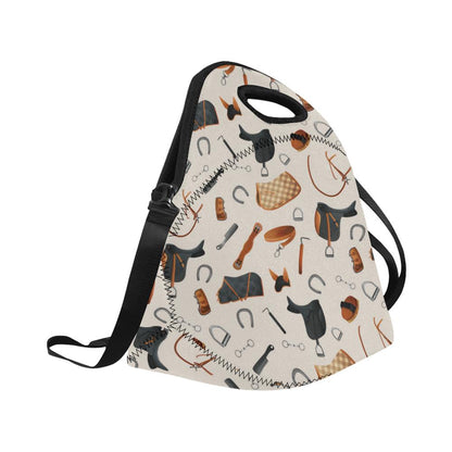 Equestrian Equipment Print Pattern Neoprene Lunch Bag (Model 1669)(Large)-JTAMIGO.COM