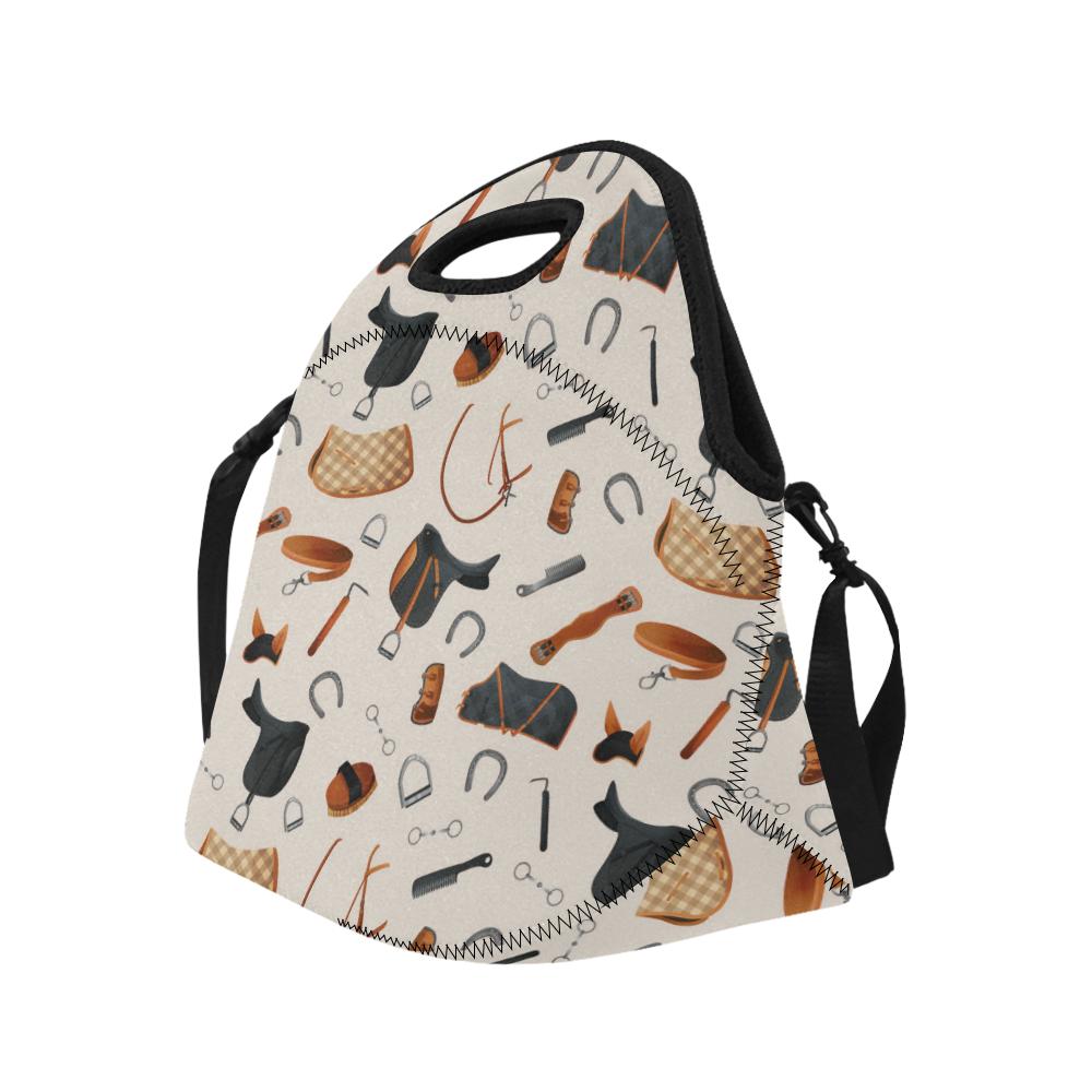 Equestrian Equipment Print Pattern Neoprene Lunch Bag (Model 1669)(Large)-JTAMIGO.COM