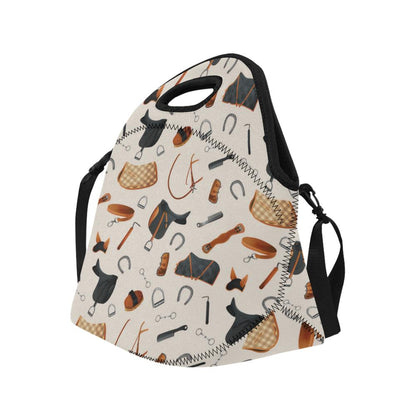 Equestrian Equipment Print Pattern Neoprene Lunch Bag (Model 1669)(Large)-JTAMIGO.COM