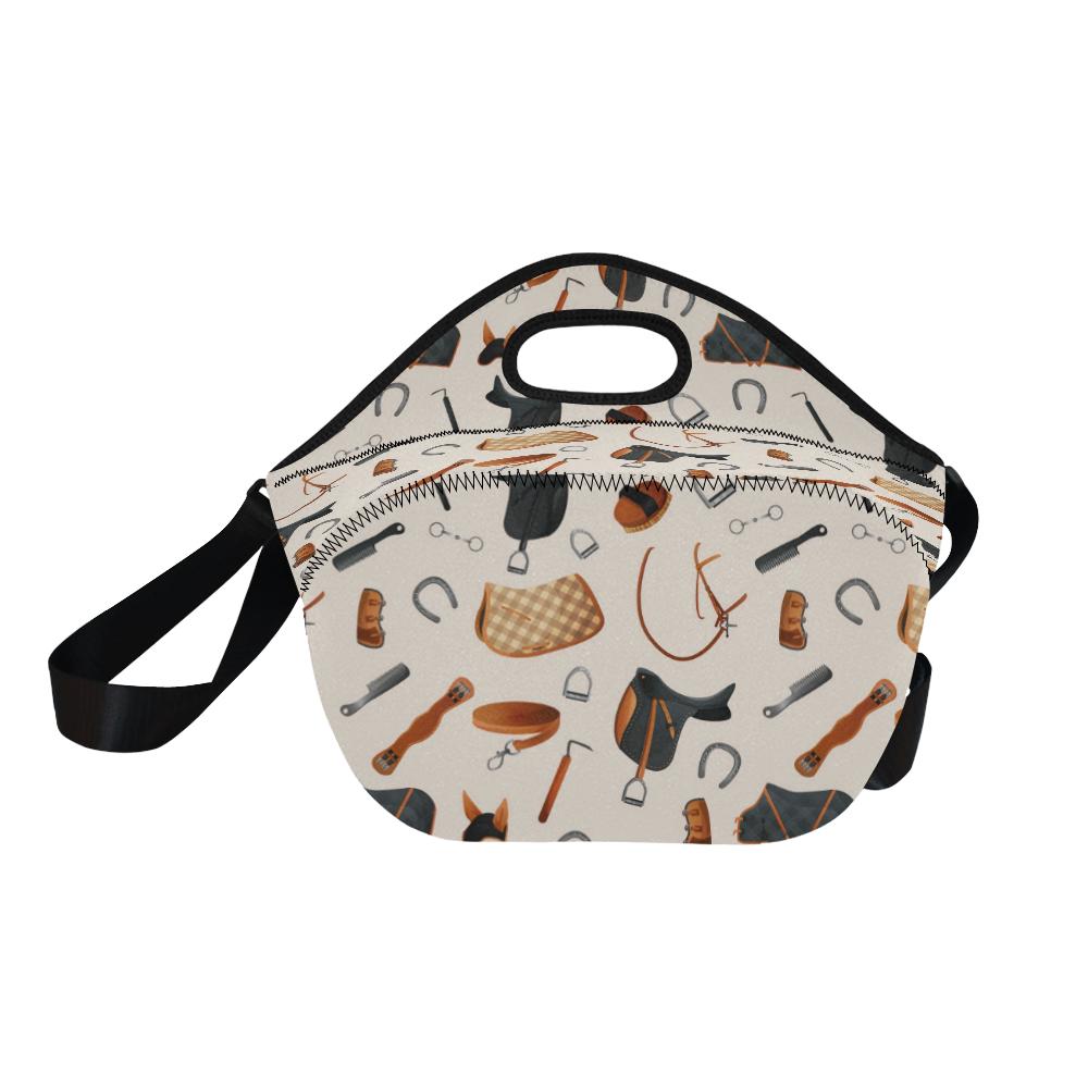 Equestrian Equipment Print Pattern Neoprene Lunch Bag (Model 1669)(Large)-JTAMIGO.COM