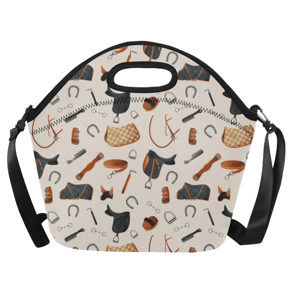Equestrian Equipment Print Pattern Neoprene Lunch Bag (Model 1669)(Large)-JTAMIGO.COM