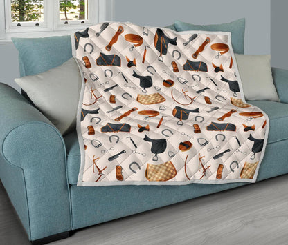 Equestrian Equipment Print Pattern Premium Quilt-JTAMIGO.COM