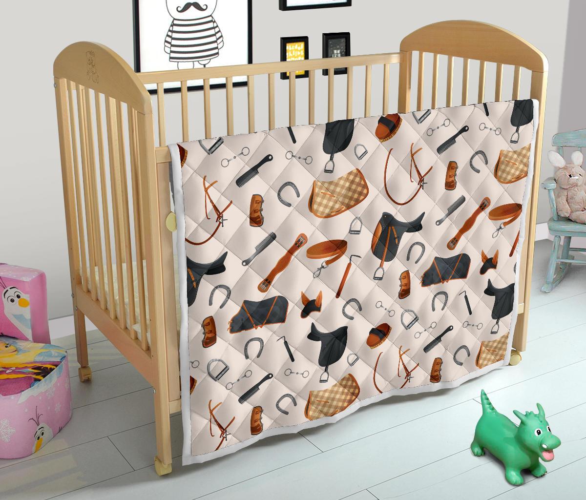 Equestrian Equipment Print Pattern Premium Quilt-JTAMIGO.COM