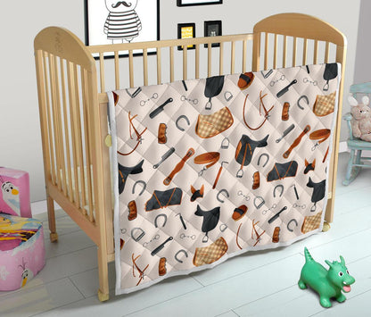 Equestrian Equipment Print Pattern Premium Quilt-JTAMIGO.COM