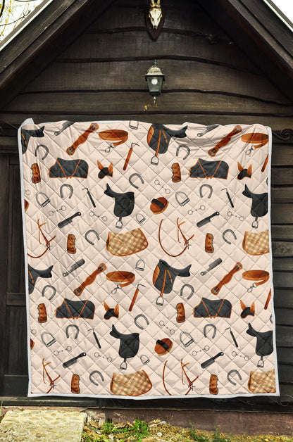 Equestrian Equipment Print Pattern Premium Quilt-JTAMIGO.COM
