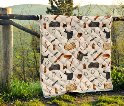Equestrian Equipment Print Pattern Premium Quilt-JTAMIGO.COM