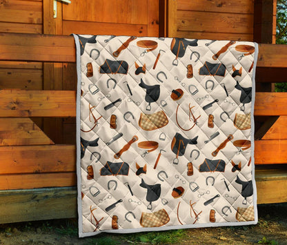 Equestrian Equipment Print Pattern Premium Quilt-JTAMIGO.COM