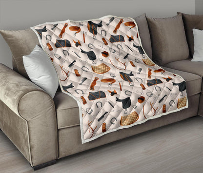 Equestrian Equipment Print Pattern Premium Quilt-JTAMIGO.COM
