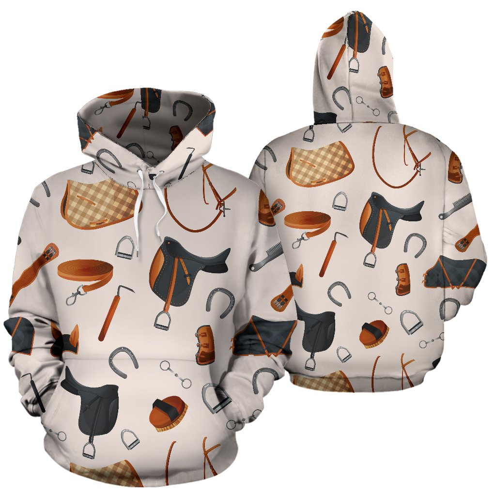 Equestrian Equipment Print Pattern Pullover Hoodie