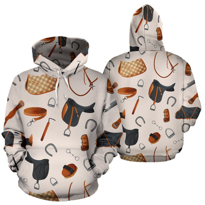 Equestrian Equipment Print Pattern Pullover Hoodie