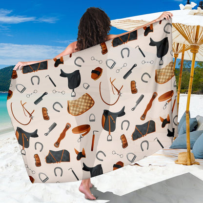 Equestrian Equipment Print Pattern Sarong Pareo Wrap