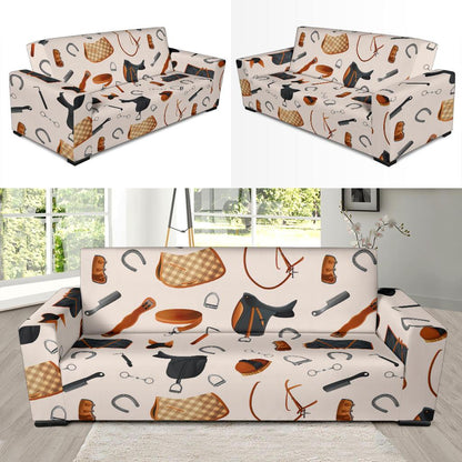 Equestrian Equipment Print Pattern Sofa Slipcover-JTAMIGO.COM