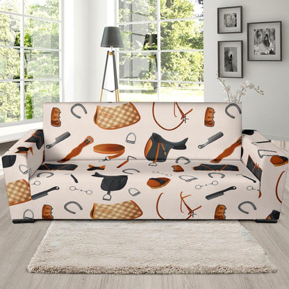 Equestrian Equipment Print Pattern Sofa Slipcover-JTAMIGO.COM