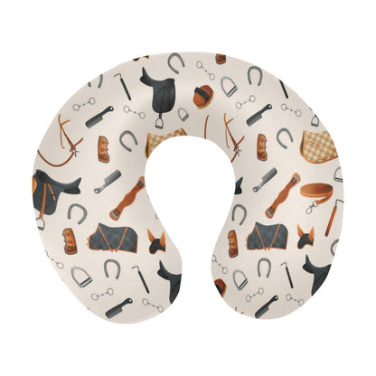 Equestrian Equipment Print Pattern U-Shaped Travel Neck Pillow-JTAMIGO.COM