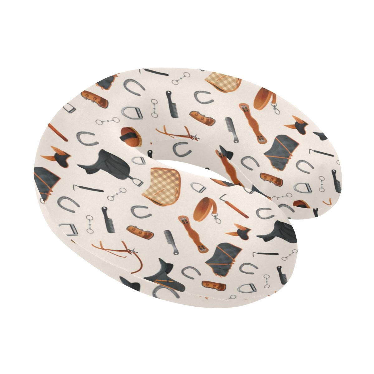 Equestrian Equipment Print Pattern U-Shaped Travel Neck Pillow-JTAMIGO.COM
