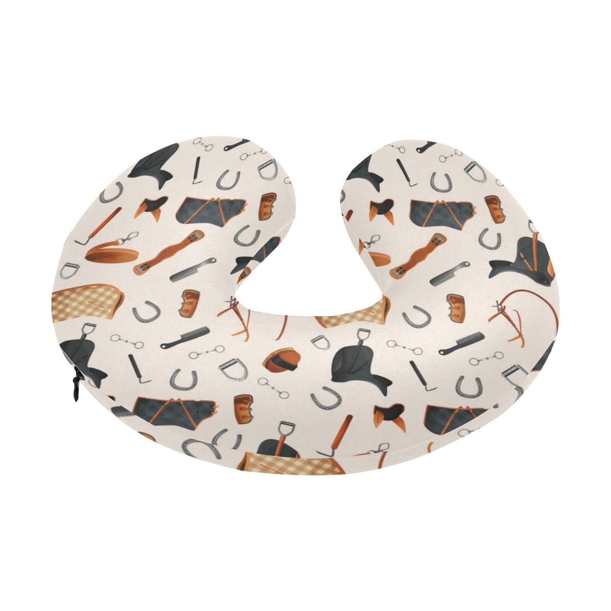 Equestrian Equipment Print Pattern U-Shaped Travel Neck Pillow-JTAMIGO.COM