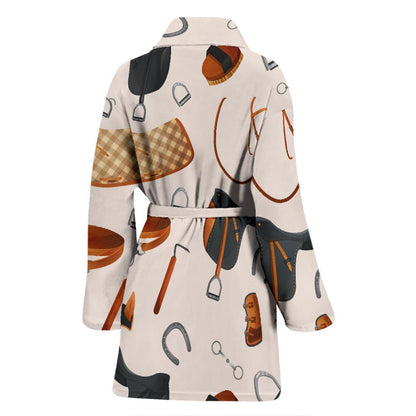 Equestrian Equipment Print Pattern Women Bath Robe-JTAMIGO.COM