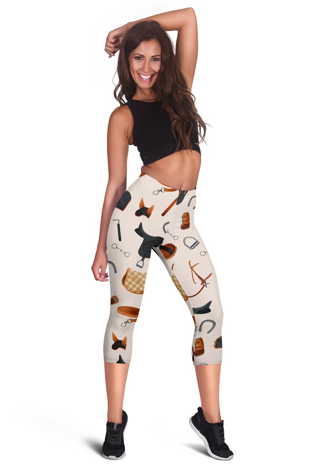Equestrian Equipment Print Pattern Women Capris