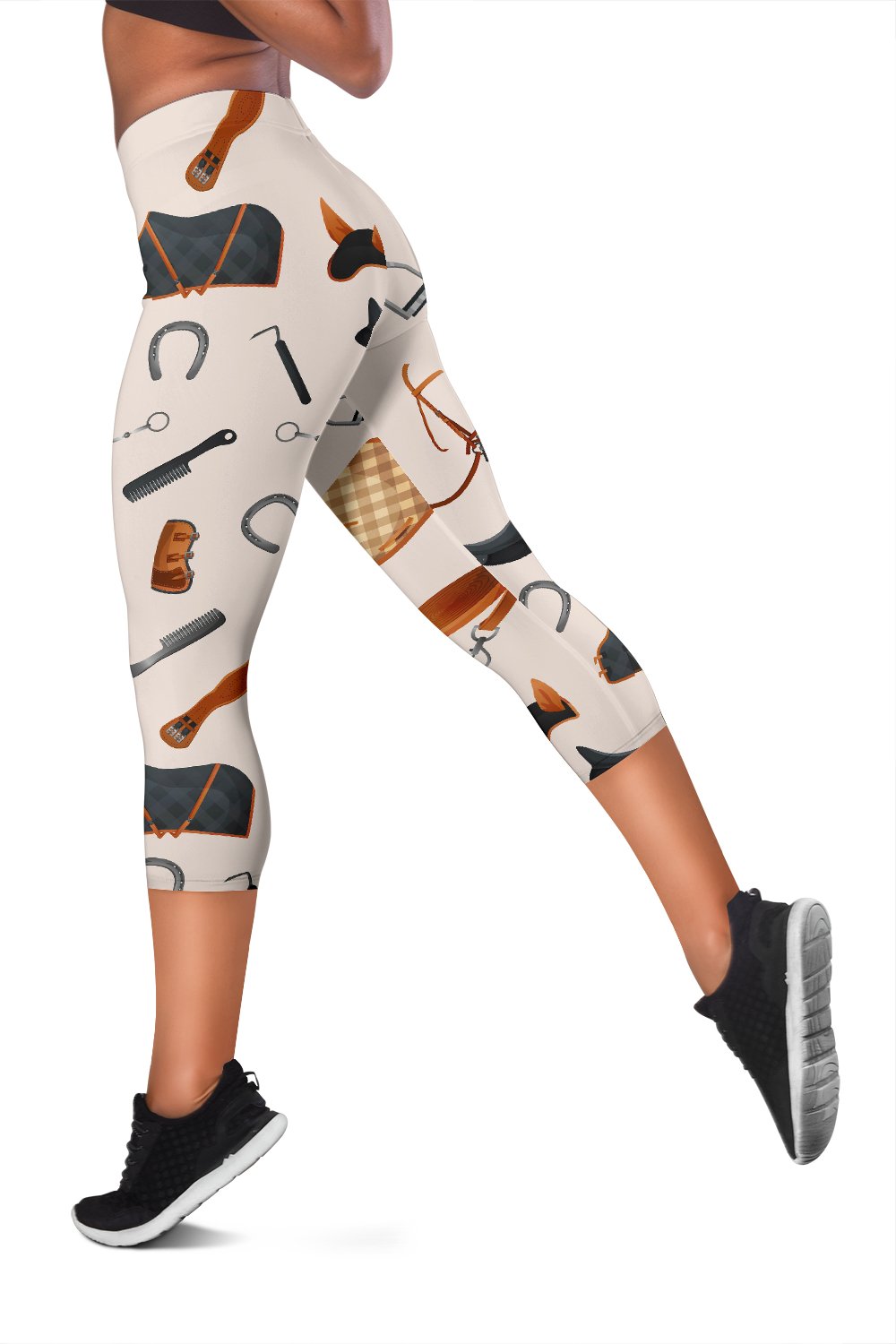 Equestrian Equipment Print Pattern Women Capris
