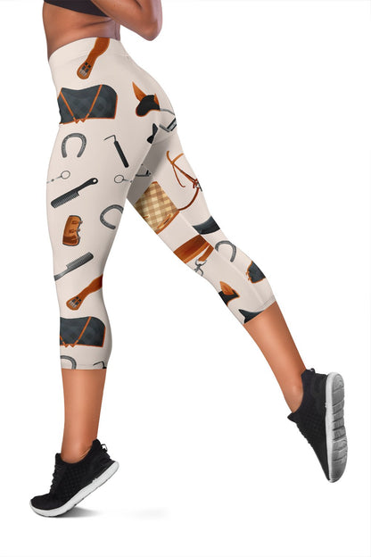 Equestrian Equipment Print Pattern Women Capris