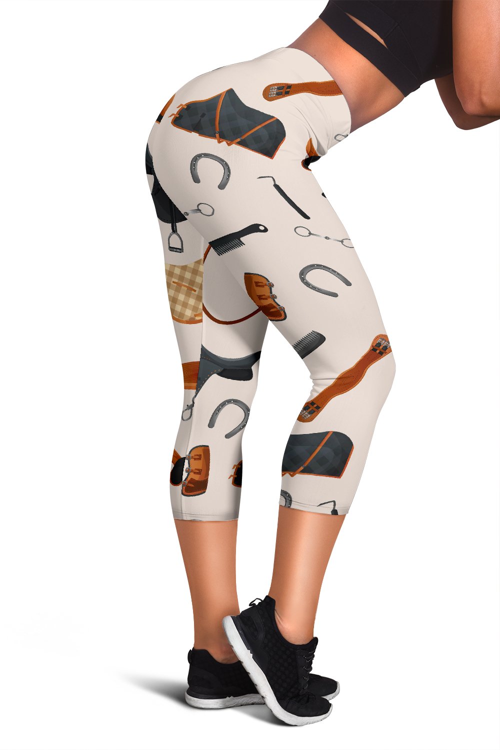 Equestrian Equipment Print Pattern Women Capris