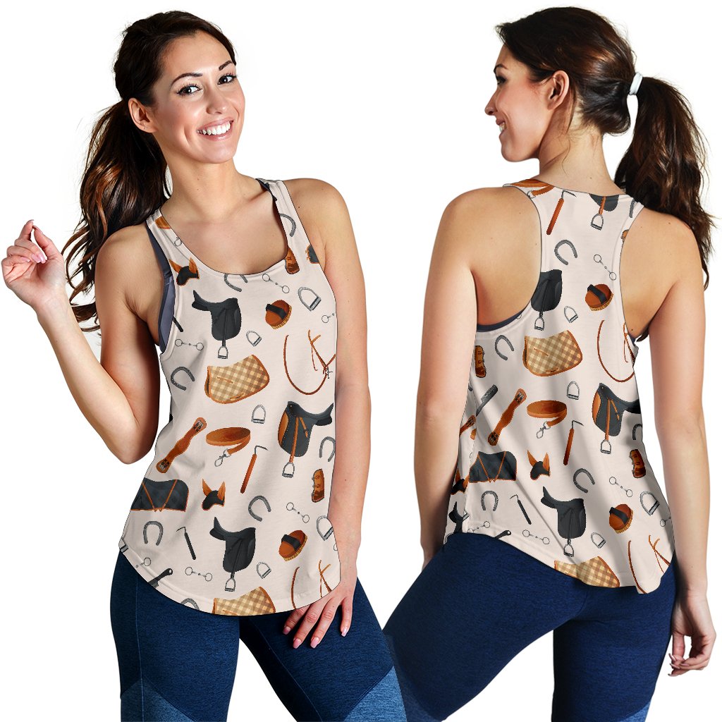 Equestrian Equipment Print Pattern Women Racerback Tank Top